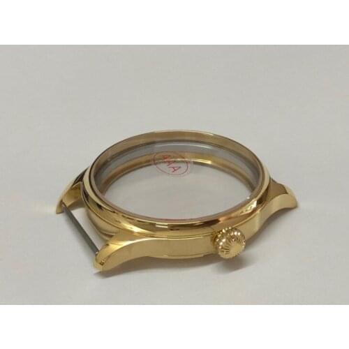 Sapphire Crystal 44mm High quality 316L Stainless steel Plating 18K gold watch cases fit ETA6497/6498 Hand Wind movement 016A