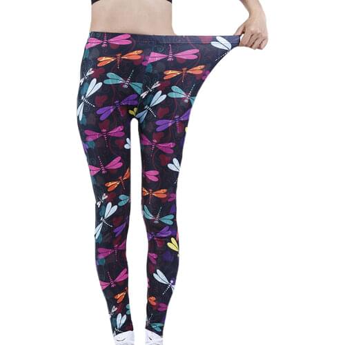 CUHAKCI 2021 Women Leggings Sexy Pants Colorful Dragonfly Printed Push Up Fitness Gym Leggins Running Workout Femme High Waist