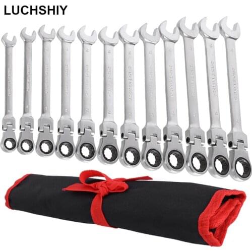 Key Ratchet Wrench Spanner Tool Set Ratchet 5/6/7/12 PCS Car Wrench Set Hand Tools Double Head Wrenches Kits Adjustable Spanner