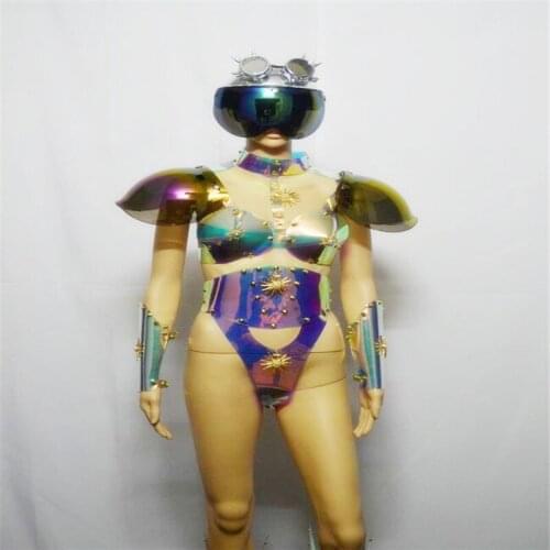 K501 Sexy singer stage show wears bodysuit ds dress mirror costumes ballroom dance outfits club performance catwalk clothes bar