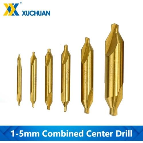 Combined Center Drill HSS Drilling 6pcs Countersinks Angle Bit 1.0/1.5/2.0/2.5/3.5/5mm For Metalworking Tools Metal Drill Bit