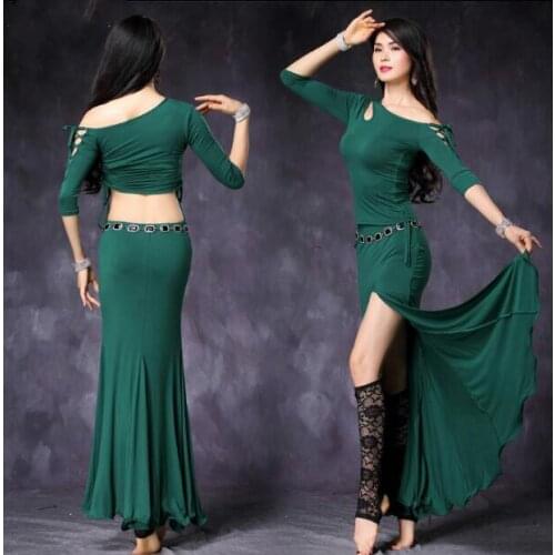 Good Quality belly dance costume bellydance pratice clothing 4colors belly dance top+skirt suits M, L, XL 1021+3011