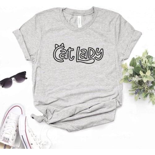 Cat Lady Print Women Tshirts Cotton Casual Funny t Shirt For Lady Yong Top Tee Hipster 6 Color Drop Ship NA-804