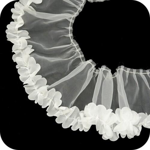 New Flower Tulle Lace Trim Ribbon White Black Mesh Lace Fabric 13cm Guipure Craft Supplies Laces Sewing Dress Accessories LX32