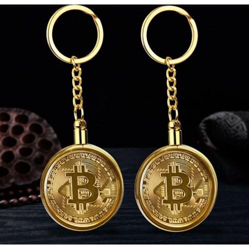 Hot Selling Virtual Bitcoin Coin Key Chain For Men and Women Imitation Collectible Coin Art Collection Key Chain Christmas Gift