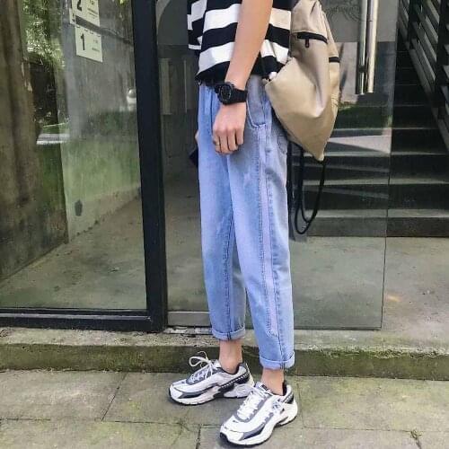 Mens pants mens straight jeans Korean trend loose hip hop wild summer casual denim pants