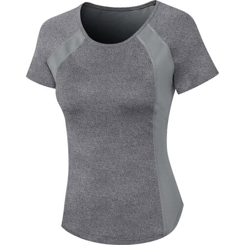 New Quick Dry Yoga Shirt Solid Sportswear Women Short Sleeve Sport Top Gym Fitness Training Running Female Clothing
