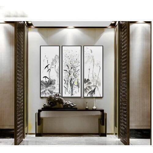 New Chinese Style Ink Landscape Mountain Painting Backdrop Artistic Wall Art Canvas Poster For Living Room Study Home Decor