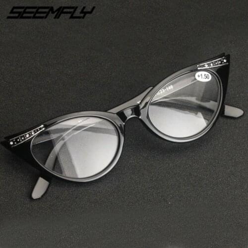 Seemfly Cat Eye Reading Glasses Women Lightweight Presbyopic Eyeglasses Hyperopia Eyewear Spectacle Female Goggle +1.0 To +3.5