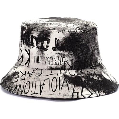 Fashion Tie Dye Graffiti Letter Bucket Hat For Men Women Summer Casual Street Sun Hat Foldable Beach Fisherman Hats Panama