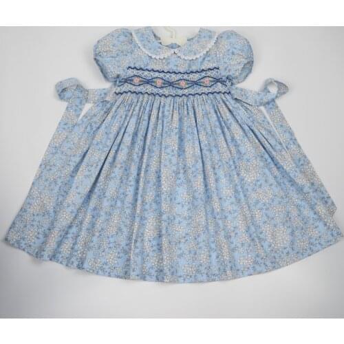 Girl Princess Dress New Styles Baby Toddler Girls Handmade Vintage Classic Clothing Kids Party Smocked Bow Ruffles Dress