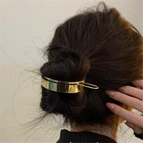 Semi-circular C-shaped futuristic metal hairpin ins cold blogger style modern hair curling headdress ball hair ornament hairfork