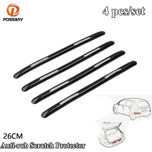 POSSBAY 4 Pcs/set 26cm Universal Car Door Bumper Anti-collision Glue Strip Guards Auto Door Side Scratches Protector Sticker