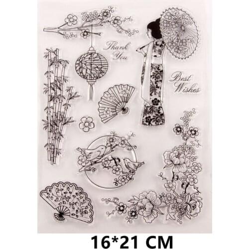 2021 New Cherry Blossom Kimono Clear Stamps DIY Scrapbooking Craft Supplies Rubber Silicon Seals Album Hobby ink pad Stamping