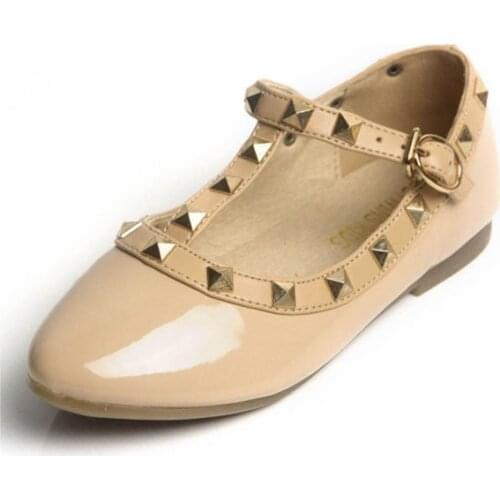Spring girls brand for baby stud PU shoes children nude sandal toddler summer shoe flats party shoe rivets rubber shoes