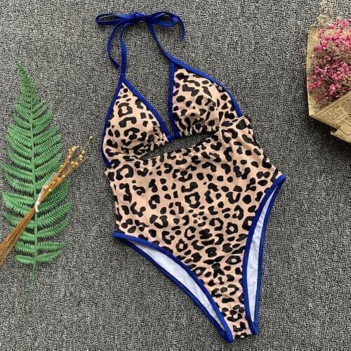 Sexy Leopard 1-piece Bikini Bathing suit Push-Up Padded Beachwear Swimwear