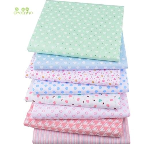 Chainho,Heart &Dot Series,Printed Twill Cotton Fabric,Patchwork Cloth For DIY Sewing Quilting Baby&Childrens Material,100x160cm
