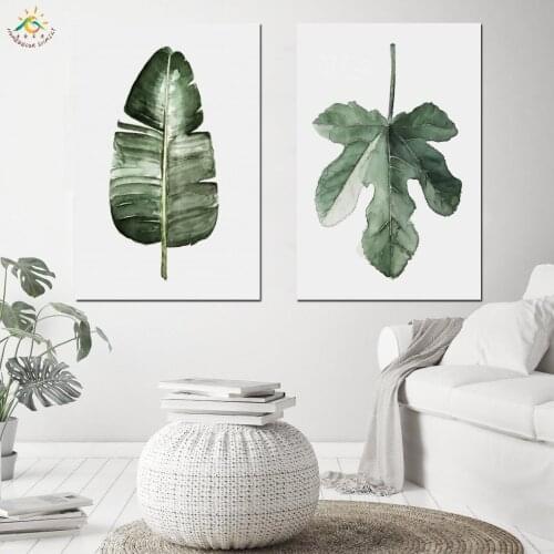 Nordic Poster Decoration Tropical Green Leaves Wall Art Canvas Poster and Print Canvas Scroll Painting Nordic Decoration Home