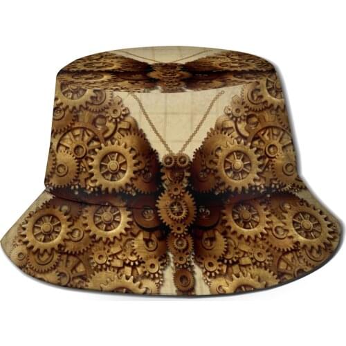 Steam Punk Butterfly And Steampunk Grunge Wings Unisex Casual Sun Hat Bucket Hat for Women Bob Caps Summer Fisherman Hat Panama