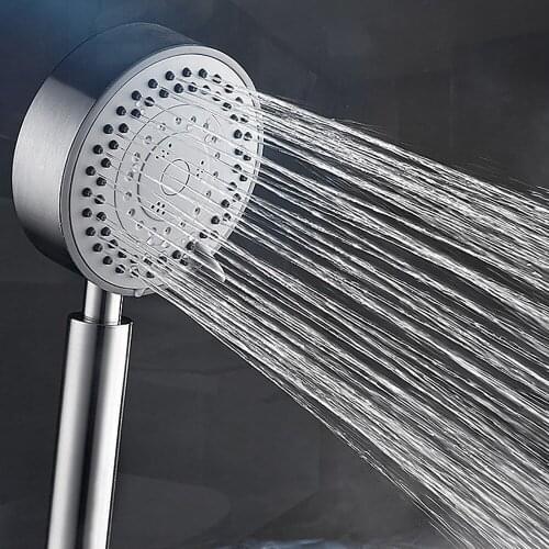 Showerhead Adjustable Water Saving For Home Hotel Bathroom Sprayer Hand Held 2m Hose Brushed Stainless Five-speed Supercharging