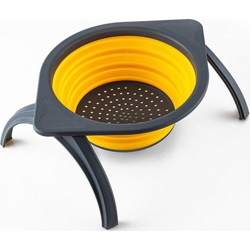 Foldable Silicone Colander Fruit Vegetable Washing Basket Drain Strainer Collapsible Drainer With Handle Kitchen Storage Tools