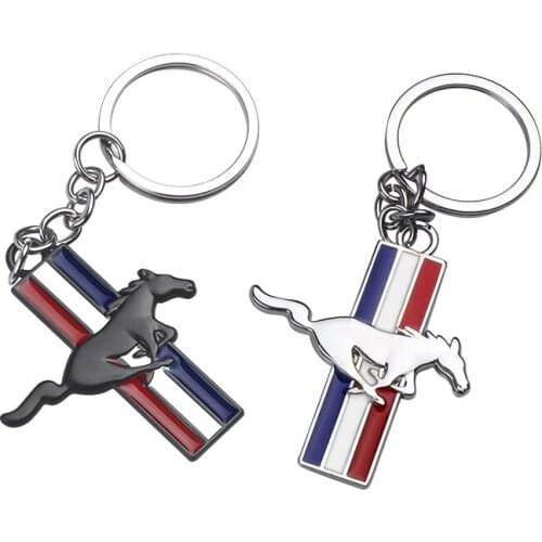 Car Styling Metal New 3D Horse Emblem Badge KeyChain keyring Fit for Ford Mustang GT 500 Cobra Key Chain Ring Accessories