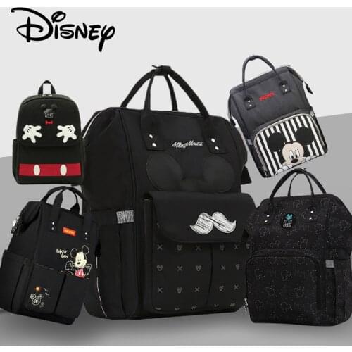 Disney Mickey USB Diaper Bag Stroller Mummy Backpack Baby Care Bags Large Maternity Nappy Bag Travel Hook Black Red Colorful New