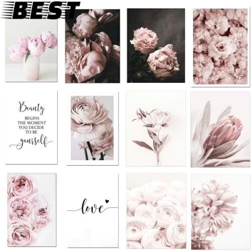 Fresh Flower Pink Wall Art Canvas Landscape Painting Girl Room Decoration Pictures Canvas Decorative Paintings Home Decor Photos