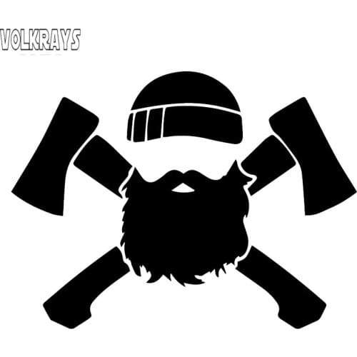 Volkrays Personality Car Sticker Lumberjack Cross Axes Accessories Reflective Waterproof Sunscreen Vinyl Decal,11cm*16cm