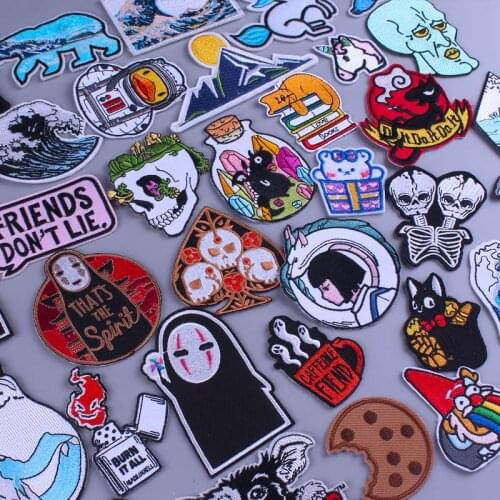 Nicediy Embroidered Patches Cartoon Applique For Clothing Skull Patches Iron On Patch On Clothes Embroidey Patch For Clothes DIY
