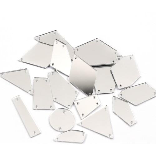 YANRUO 30Pcs Mix Shape White Acryl Mirror Sewed Dress Crystal Flatback Sewing Holes Strass For Shoes Dress Clothing