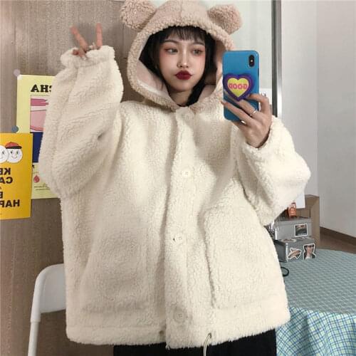 Women Hoodies Sweatshirts Bear Ears Sweaters Womens Clothing Autumn and Winter Loose Top Wear Ropa Mujer