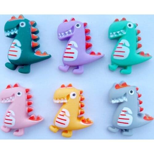 10 New Cartoon Kawaii Dinosaur Series Resin Flat DIY Crafts Scrapbook Hair Bow Center Ornament Accessories A07