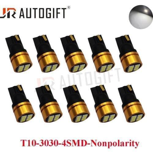 10PCS Super Bright Nonpolarity T10 W5W 168 194 3030 4SMD 12V LED Car Interior Reading Light Led Auto Wedge Parking Bulb