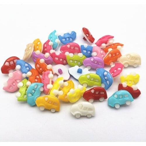 100PCS 11X17mm Car Shape 3D Combined Buttons Plastic Nylon Sewing Baby Fancy Button Notions For Scrapbooking