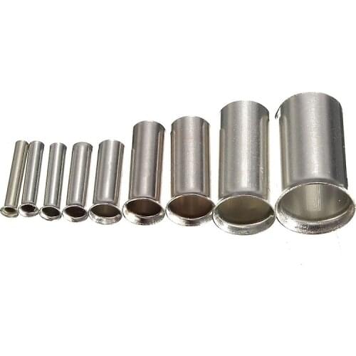 100PCS Non-Insulated Wire Connector Ferrules Electrical Cable Terminal Copper Bare Tinned Crimp Terminal 0.5mm2-16mm2 22-10 AWG