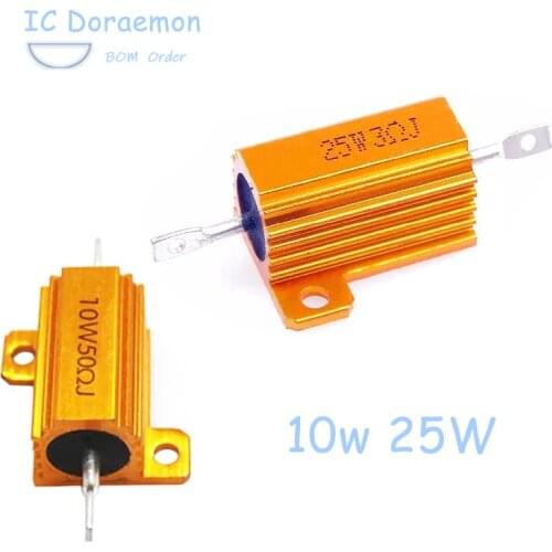 2PCS Aluminum Power Metal Shell Case Wirewound Resistor 10W 25W RX24 0.01R~200K 0.01 0.2 0.3 1 2 68 10 20 100 200 500 1K 10K Ohm