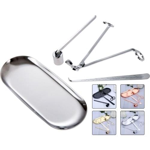 4pcs/kit Candle Bell Snuffer Wick Trimmer Hook Tray Luxury Steel accessory Holder Scissors Home Decor Classical Style SPA Tools