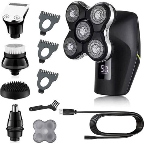 LCD display 5in1 pro powerful electric shaver hair trimmer beard facial body electric razor for men bald head shaving machine