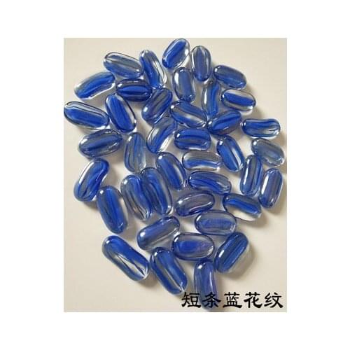 Free shipping 500g/lot short blue decorative pattern flat bead color goose egg stones aquarium landscape decoration