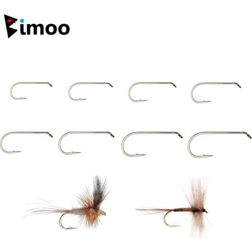 Bimoo 500/1000PCS Fly Tying Hook Dry Fly Nymph Shrimp Caddis Pupa Streamer Carbon Steel Fishhook Standard Dry Fly Hook Wholesale
