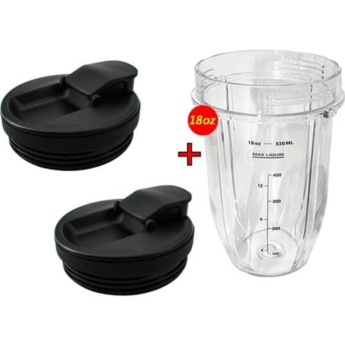 1 pcs 18 oz Ounce Cup with 2 Spout Seal Lid Spare Replacement Parts Accessories for Nutri Ninja Auto-iQ and Duo Blenders Juicer
