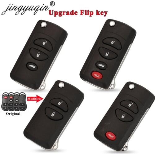 Jingyuqin 2/3/4 Buttons Remote Flip Folding Key Case For Chrysler Dodge Stratus Ram Durango Dakota Jeep Grand Cherokee key shell