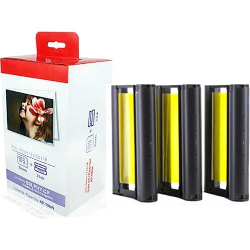 For Canon Selphy Color Ink Paper Set Compact Photo Printer CP1200 CP1300 CP910 CP900 3pcs Ink Cartridge KP 108IN KP-36IN