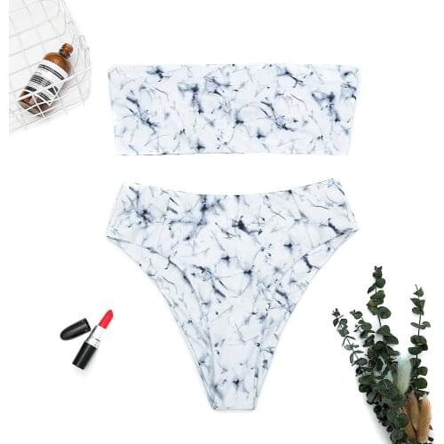 Kophia 2018 High Waist Swimsuit Sexy Bikini Set Stone Print Bathing Suits Swimwear off Shoulder Bikinis Women Push up Swimwear