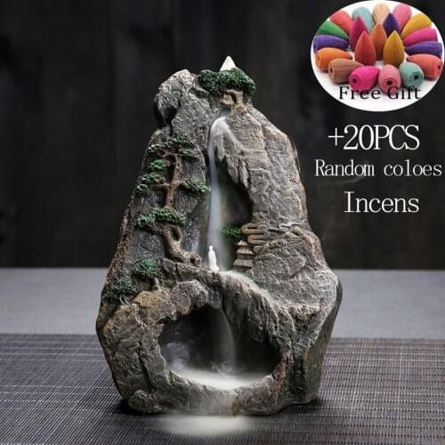 Arabic Resin Incense Burner Ceramic Backflow Incense Burner Creative Home Decor Dragon Incense Holder Censer 20pcs Incens