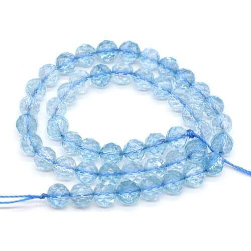 Top Natural Stone Light Blue Topaz Beads Rondelle Faceted Austria Loose Crystal Bead for Jewelry Making DIY Bracelet Necklace