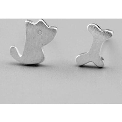 Personality 925 Sterling Silver Jewelry Fashion Dog And Dog Bone Drawing Small Simple Exquisite Earrings SE54