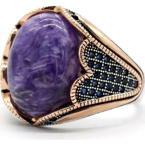 Vintage Mens Ring with Agate Stone 925 Sterling Silver Evil Eye Natural Gemstone Ring Gorgeous Jewelry for Women Christmas Gift