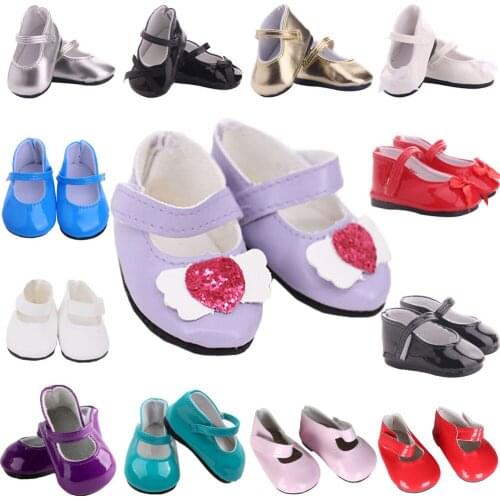 Velcro Shiny Leather Shoes For 43 Cm Baby Reborn Accessories 18 Inch American Doll Shoes,Our Generation Accessories,Gift For Kid